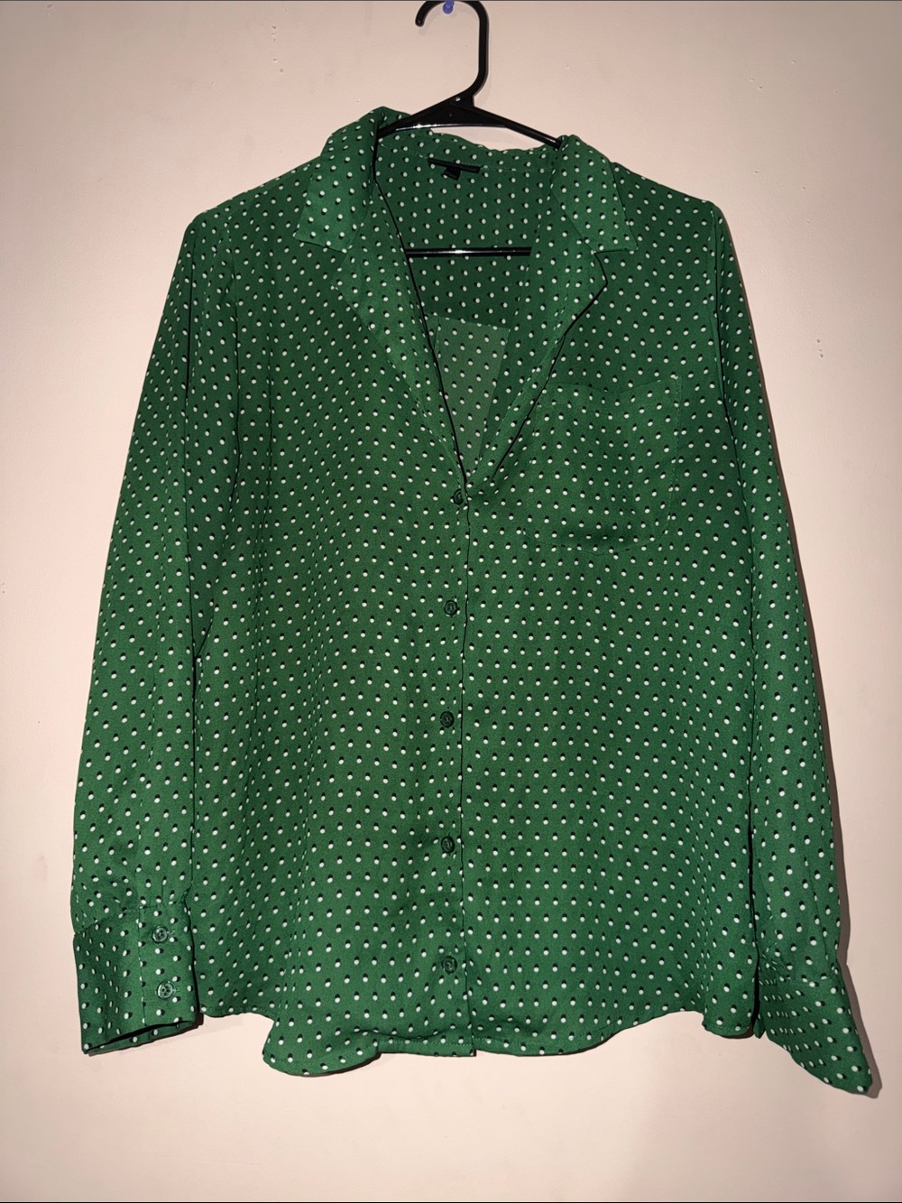 Who What Wear Green Polka Dot Blouse